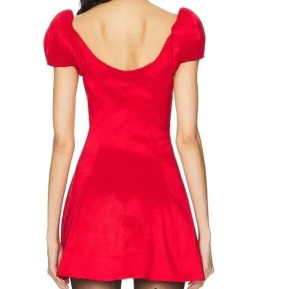 NWT FOR LOVE AND LEMONS ZURI RED TAFFETA MINI DRESS SIZE S - Picture 3 of 9